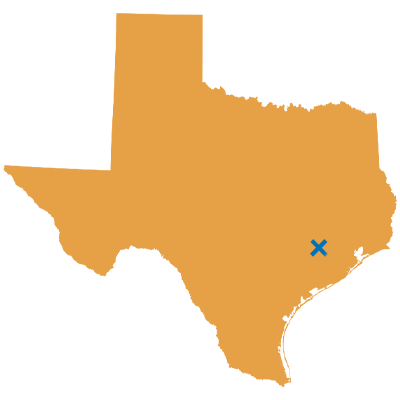 Map of Texas with X Marking Austin