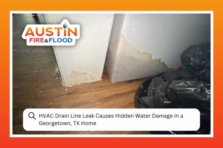 HVAC Drain Line Leak Causes Hidden Water Damage in a Georgetown, TX Home