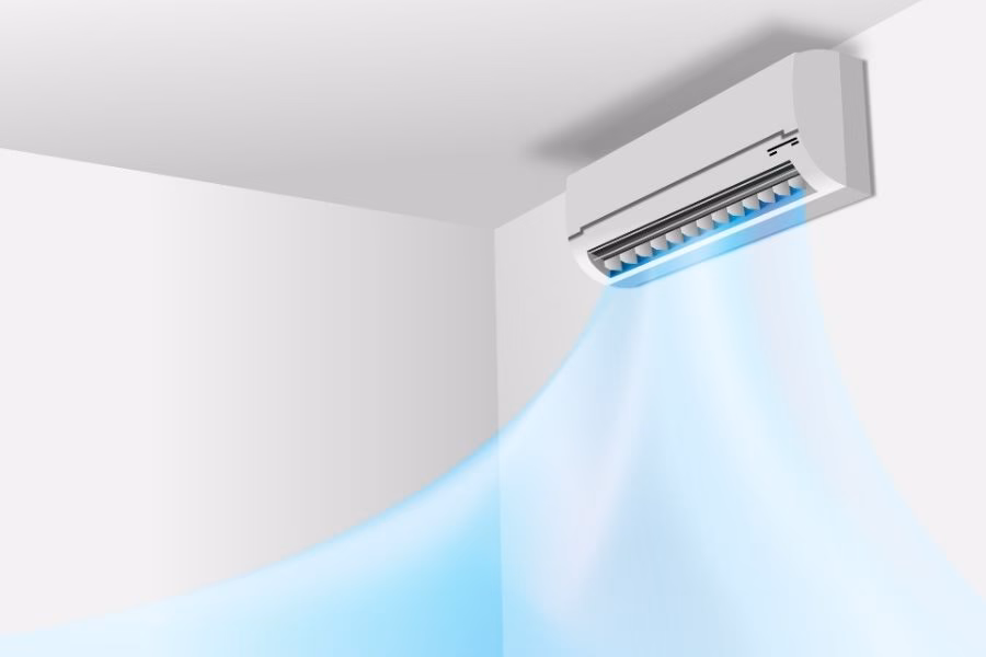 HVAC drain pan inspection showing condensation buildup that can lead to mold during a Round Rock summer